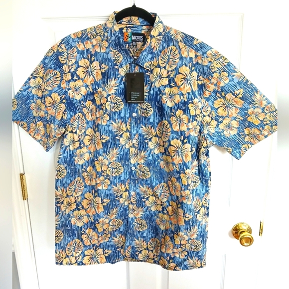 Micros Other - NWT MICROS Short Sleeve Mens Button Front Shirt XL Tropical Cruise Resort Beach